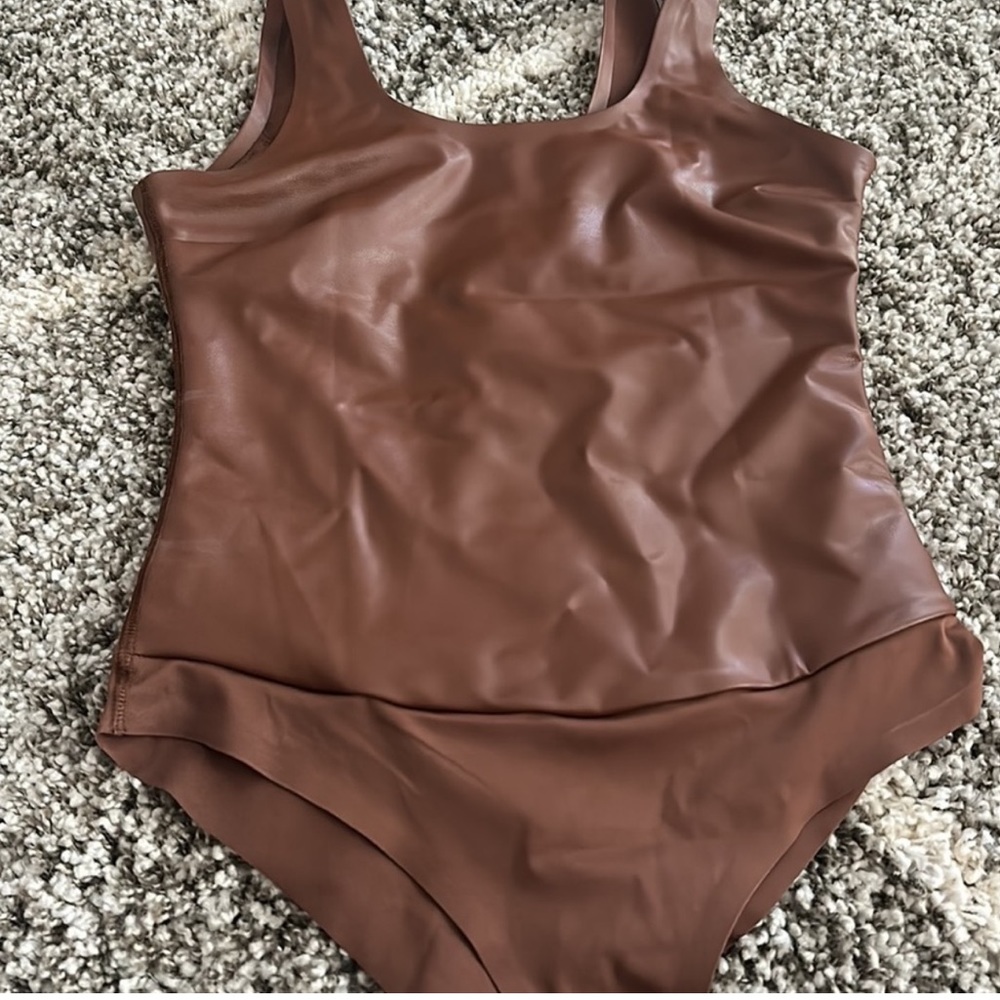 Pinsy vegan leather shapewear bodysuit